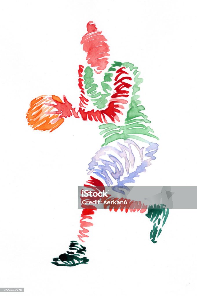 Basketball players watercolor Basketball - Sport stock illustration