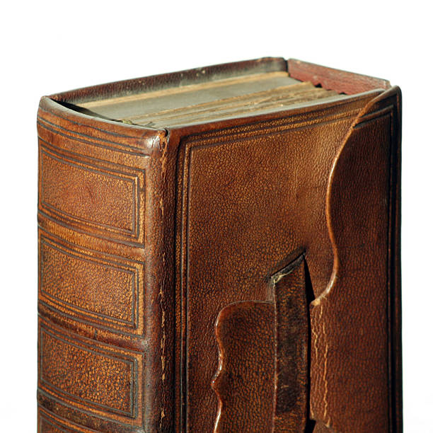 istock Old bible with leather cover on white 89944662