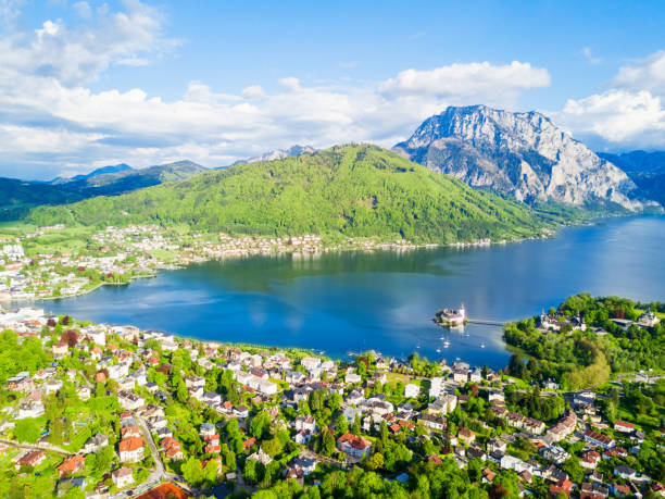 istock Gmunden castle aerial view 899447118
