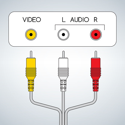 Input rca audio video jacks with cable vector illustration