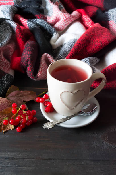 istock Cup of hot tea with viburnum berries 899449796