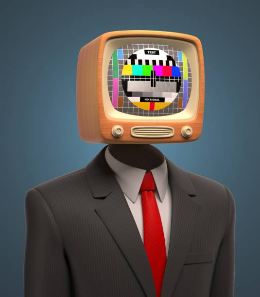 istock Business man with retro tv on his head 3d illustration 899449914