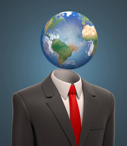 istock Business man with a globe for a head 3d illustration 899449944