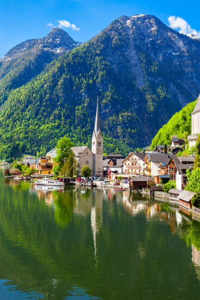 hallstatt stare miasto, austria - ornamental garden cathedral church formal garden zdjęcia i obrazy z banku zdjęć