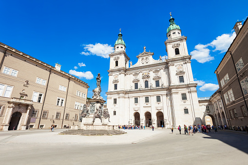 Salzburg Cathedral or Salzburger Dom is the 17-th century baroque roman catholic church in Salzburg, Austria. Salzburg Cathedral is  