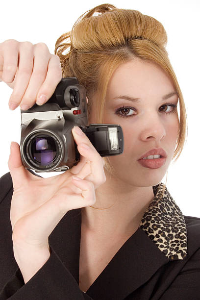 istock Beautiful Young Woman with Digital Camera 89945451