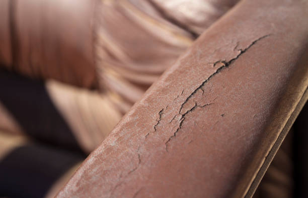 dry brown leather chair - armchair sofa leather brown imagens e fotografias de stock