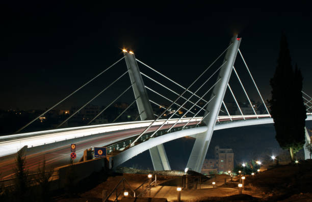 Abdoun bridge at night Abdoun bridge in Amman city at night bicycle light photos stock pictures, royalty-free photos & images