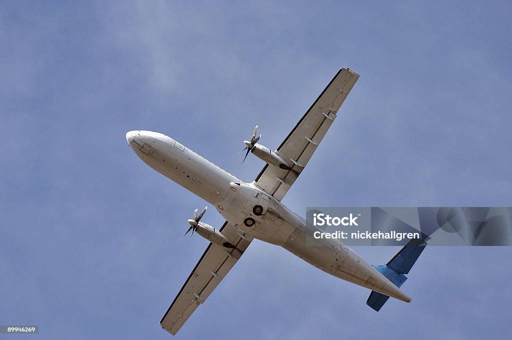In the air Propeller plane in the air. Air Vehicle Stock Photo