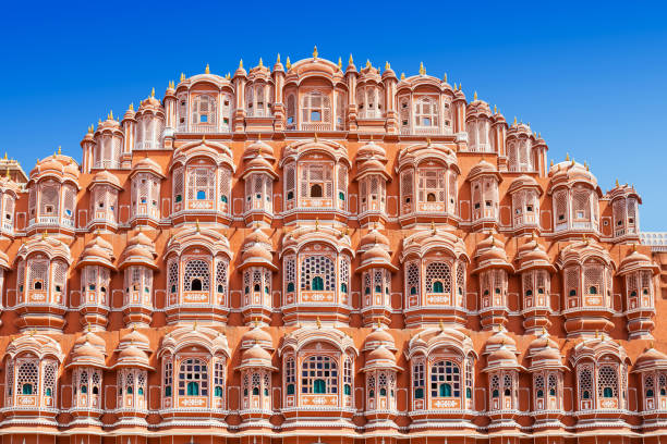 pałac wiatrów palace, jaipur - rajasthan india fort architecture - fotografias e filmes do acervo