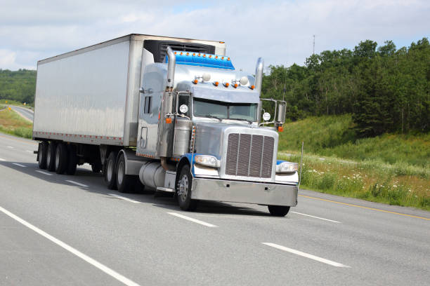 istock Semi-truck on a highway 899468316