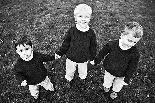 istock Three Young Boys Holding Hands in a Field 89947133