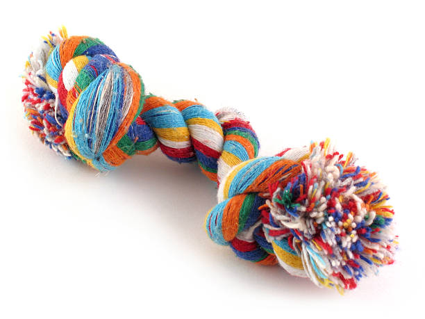 istock Colorful double knotted dog toy on white backdrop 89947245