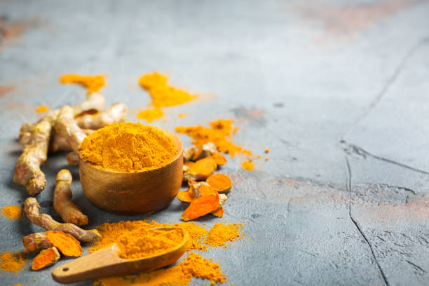 Raw turmeric root curcuma longa powder