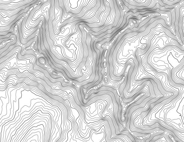 산악 지형에서의 지형 지도 - 등고선 stock illustrations