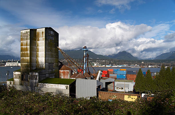 Shipping yard with containers stock photo