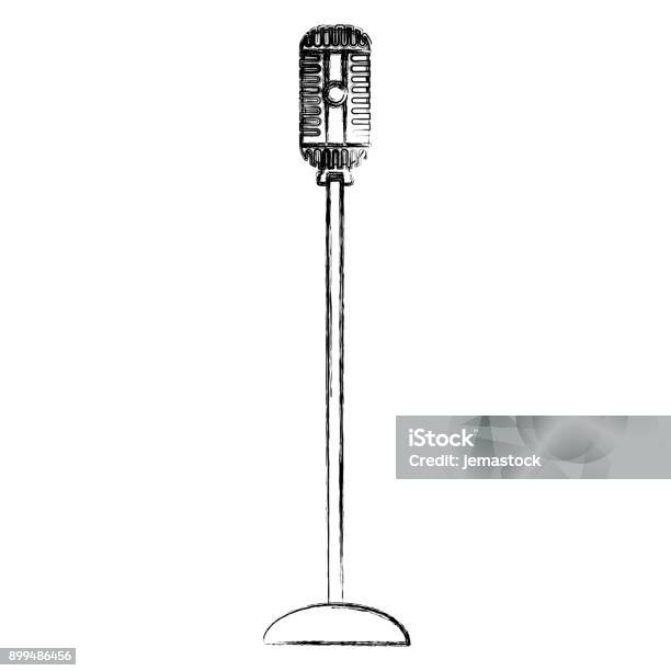 Vintage Microphone Isolated Stock Illustration - Download Image Now - Microphone, Old-fashioned, Retro Style
