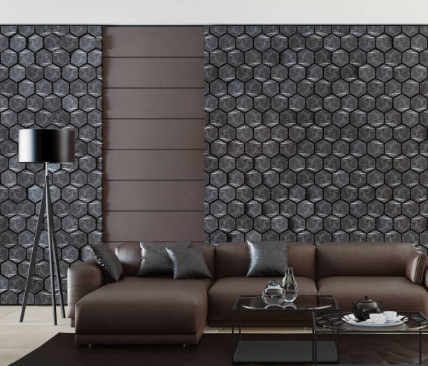 istock Contemporary dark black minimalist living room interior 899486552