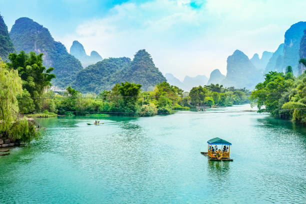 Landscape of Guilin Landscape of Guilin, Li River and Karst mountains. Located in Yangshuo County, Guilin City, Guangxi Province, China. li river stock pictures, royalty-free photos & images