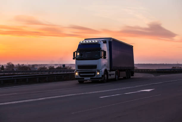 istock truck is moving along the highway 899503930
