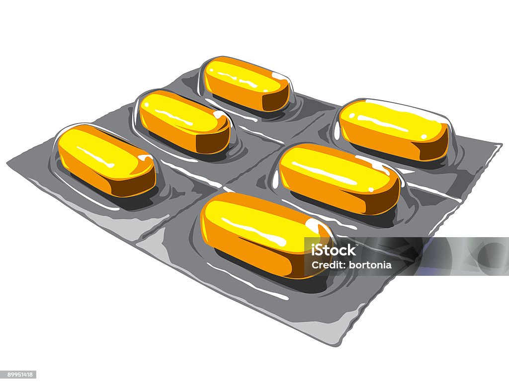 Zestaw żółty tabletek - Zbiór ilustracji royalty-free (Antidotum)