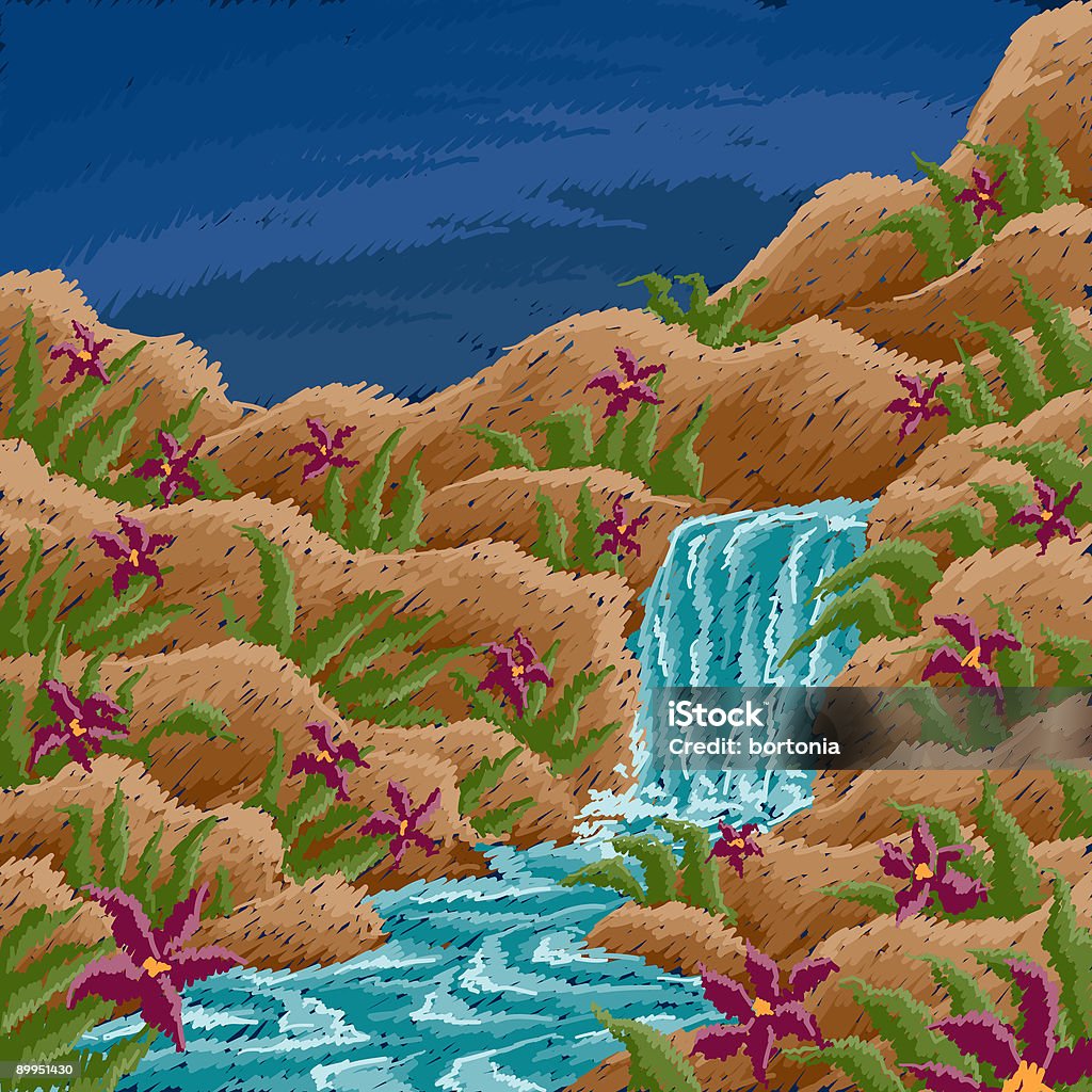 cascata - Ilustração de Bordado royalty-free