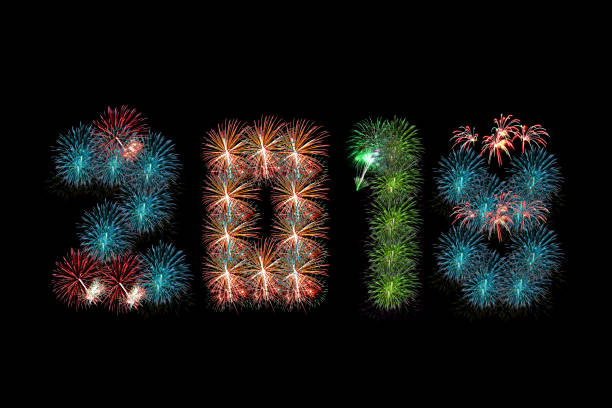 istock Colorful fireworks arranged as year 2018 899515076