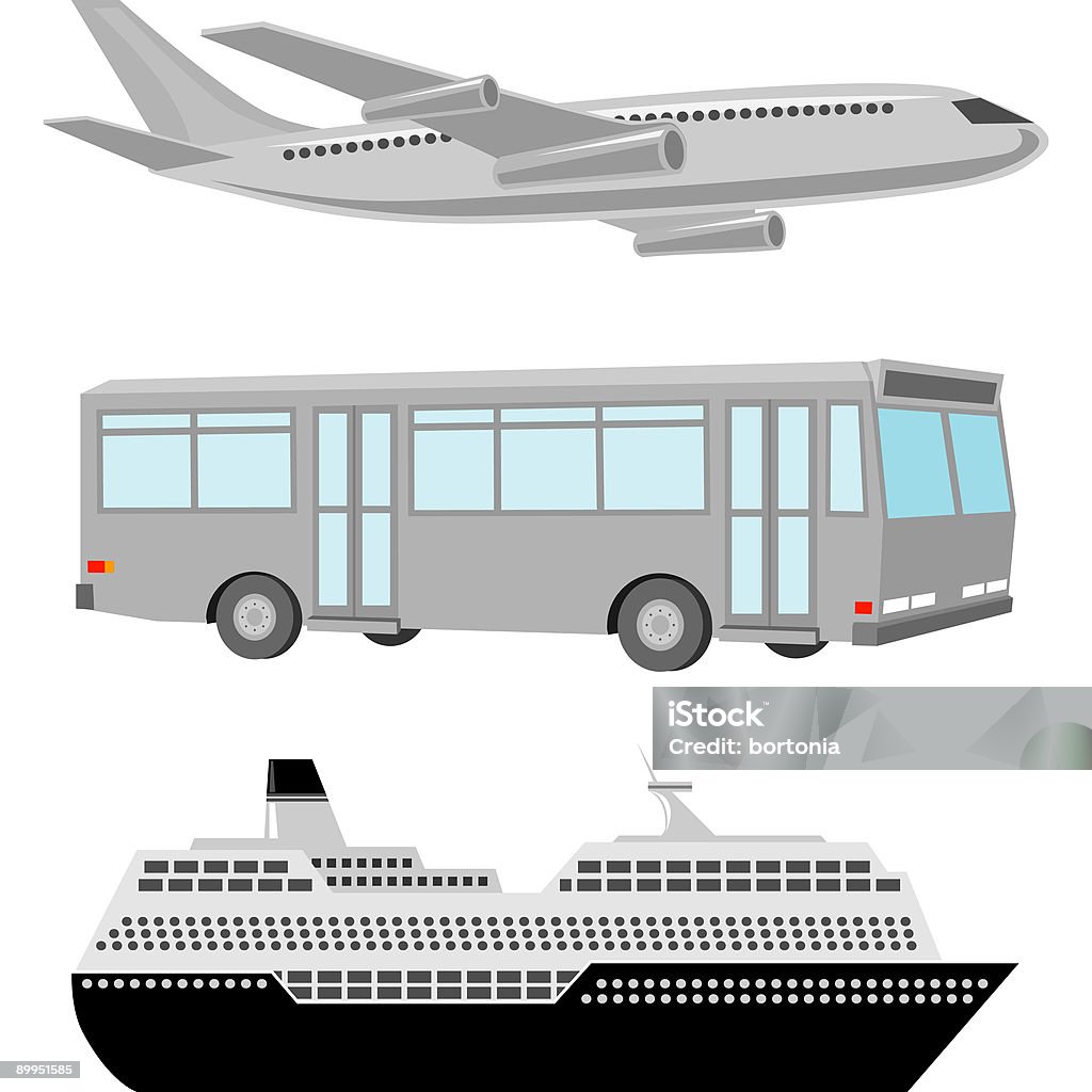 Avion, en Bus et bateau de croisière icônes - Illustration de Aile d'avion libre de droits