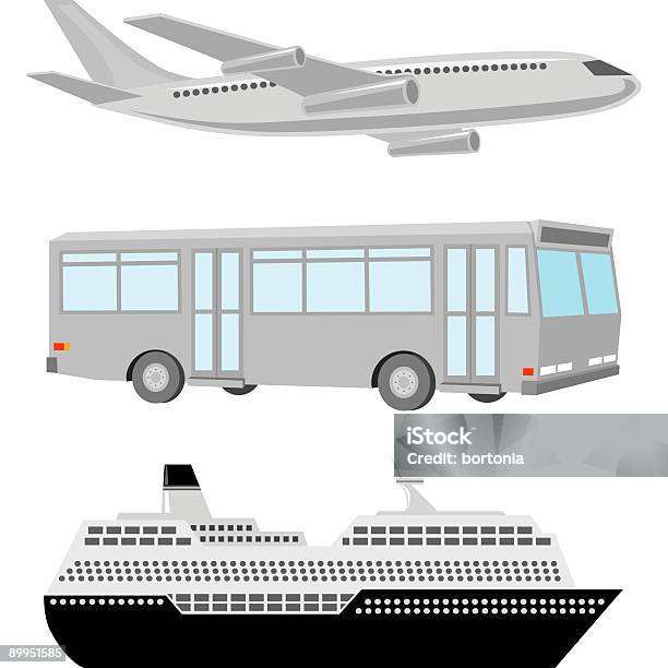 Avion En Bus Et Bateau De Croisière Icônes Vecteurs libres de droits et plus d'images vectorielles de Aile d'avion - Aile d'avion, Aviation générale, Avion