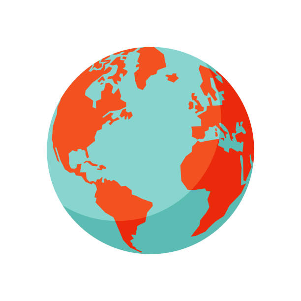 Earth globe Vector illustration of a colorful Earth globe world map flat color stock illustrations