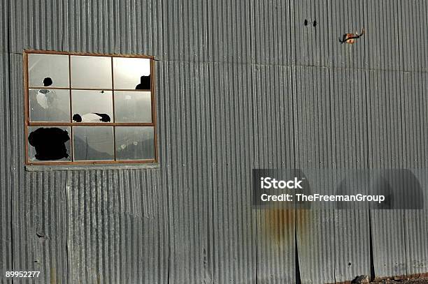 Broken La Ventana En Almacén Abandonado Foto de stock y más banco de imágenes de Agricultura - Agricultura, Almacén, Deteriorado - Viejo