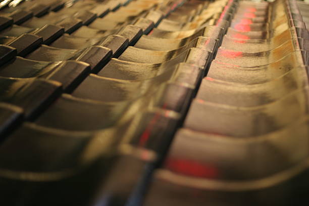 istock Japanese roof tiles at night pattern 89952657
