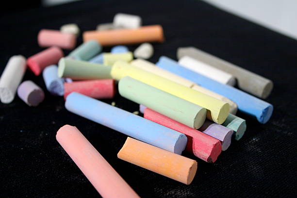 colorful assortment of chalk stock photo