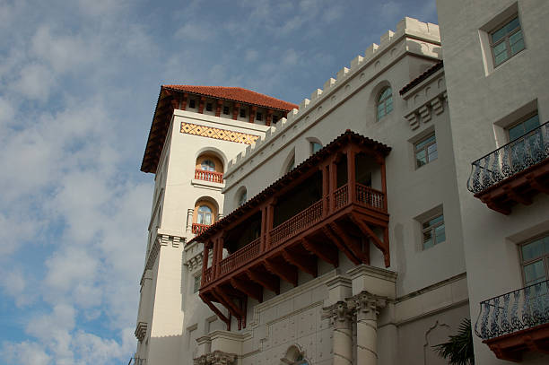 Spanish tower and balcony stock photo