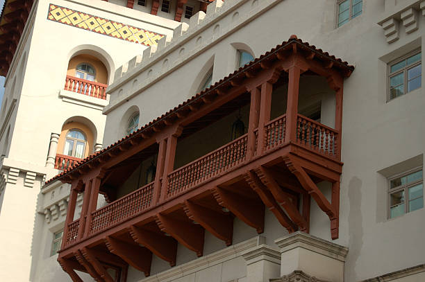 Spanish tower and balcony 2 stock photo