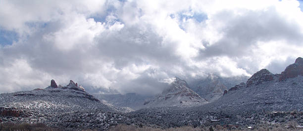 snow clouds over Sedona stock photo