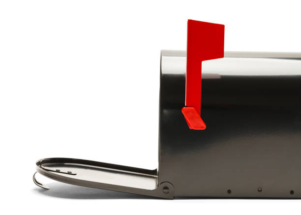 open black mailbox - mailbox mail box open imagens e fotografias de stock