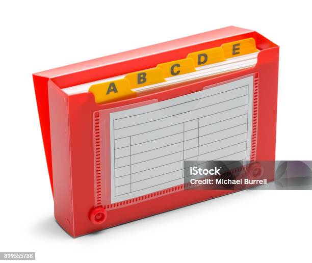 Open Red Index Card Holder Stock Photo - Download Image Now - Address Book, Alphabet, Alphabetical Order