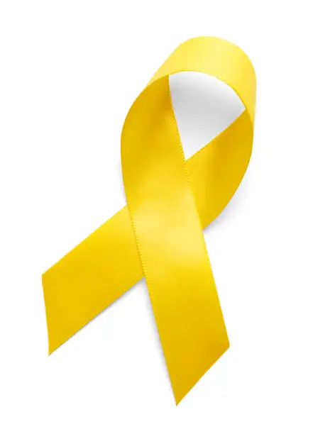 Yellow Support the Troops Ribbon Isolated on White Background.