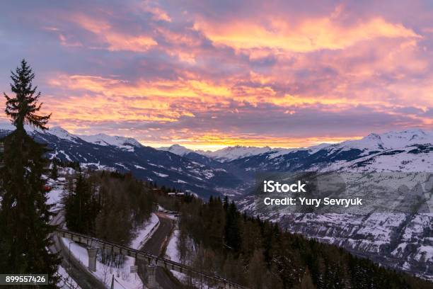 Sunset View From The Chair Lift Stock Photo - Download Image Now - Alpine climate, Blue, Day