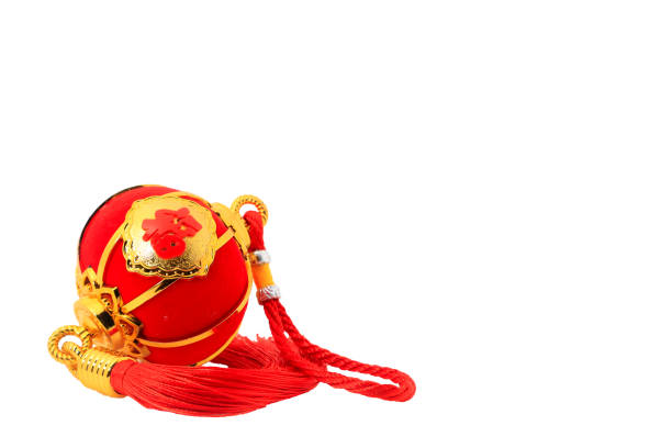 istock Red spherical shape lantern for Chinese New year decoration isolated on white 899560672