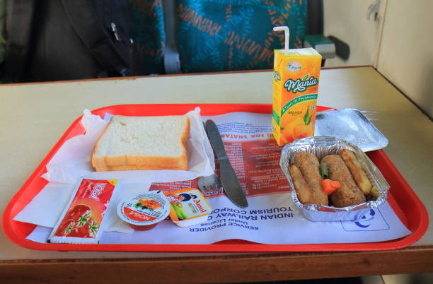 Jaipur train railway food, meal India stock photo