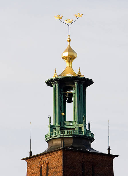 Tre kronor Close up of the City Hall in Stockholm. kungsholmen town hall photos stock pictures, royalty-free photos & images