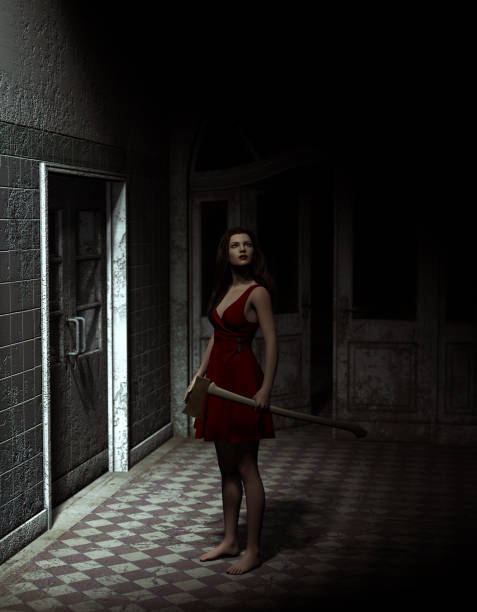 istock Woman with an old axe 899573446