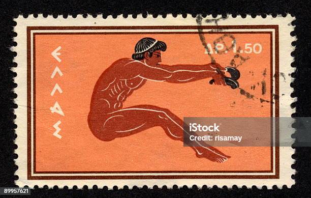 Vintage Greek Stamp 1960 Ephemera Stock Photo - Download Image Now - International Multi-Sport Event, Classical Greek, Greece