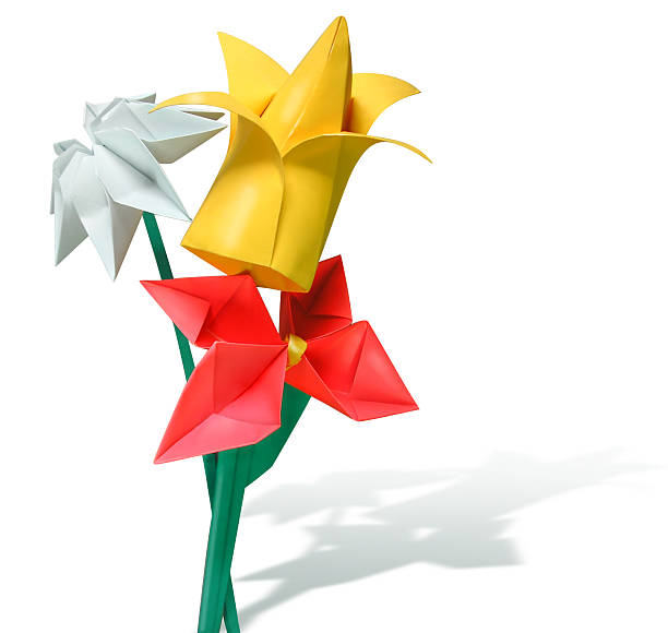 istock Origami - artificial paper flowers - red, yellow and white 89958040
