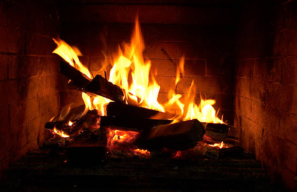istock Close-up of fire burning logs in a fireplace 89958113