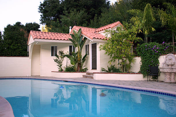 istock Pool house and swimmingpool 89958382
