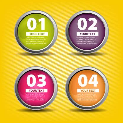 Button 4 Icon Four Colored Buttons In Infographic Style Stock Illustration - Download ...