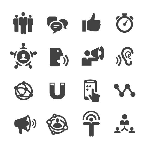 Influencer Marketing Icons - Acme Series Influencer Marketing, business, marketing, Account-Based Marketing, Word-of-Mouth Marketing, social media, sale, communication, confidence stock illustrations